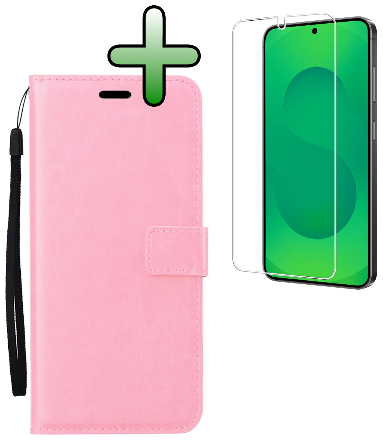 BASEY. BASEY. Samsung Galaxy S25 Hoesje Bookcase Met Screenprotector - Lichtroze