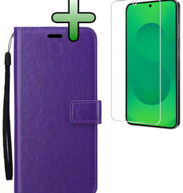 BASEY. BASEY. Samsung Galaxy S25 Hoesje Bookcase Met Screenprotector - Paars