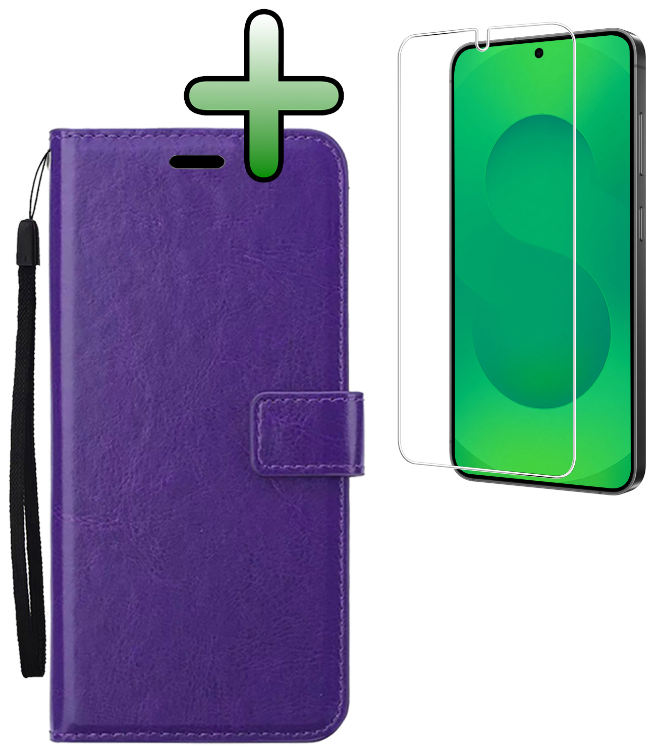 BASEY. BASEY. Samsung Galaxy S25 Hoesje Bookcase Met Screenprotector - Paars