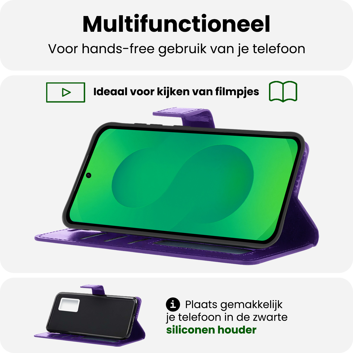 BASEY. BASEY. Samsung Galaxy S25 Hoesje Bookcase Met Screenprotector - Paars