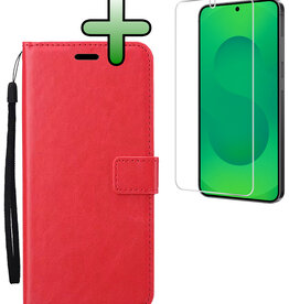BASEY. BASEY. Samsung Galaxy S25 Hoesje Bookcase Met Screenprotector - Rood