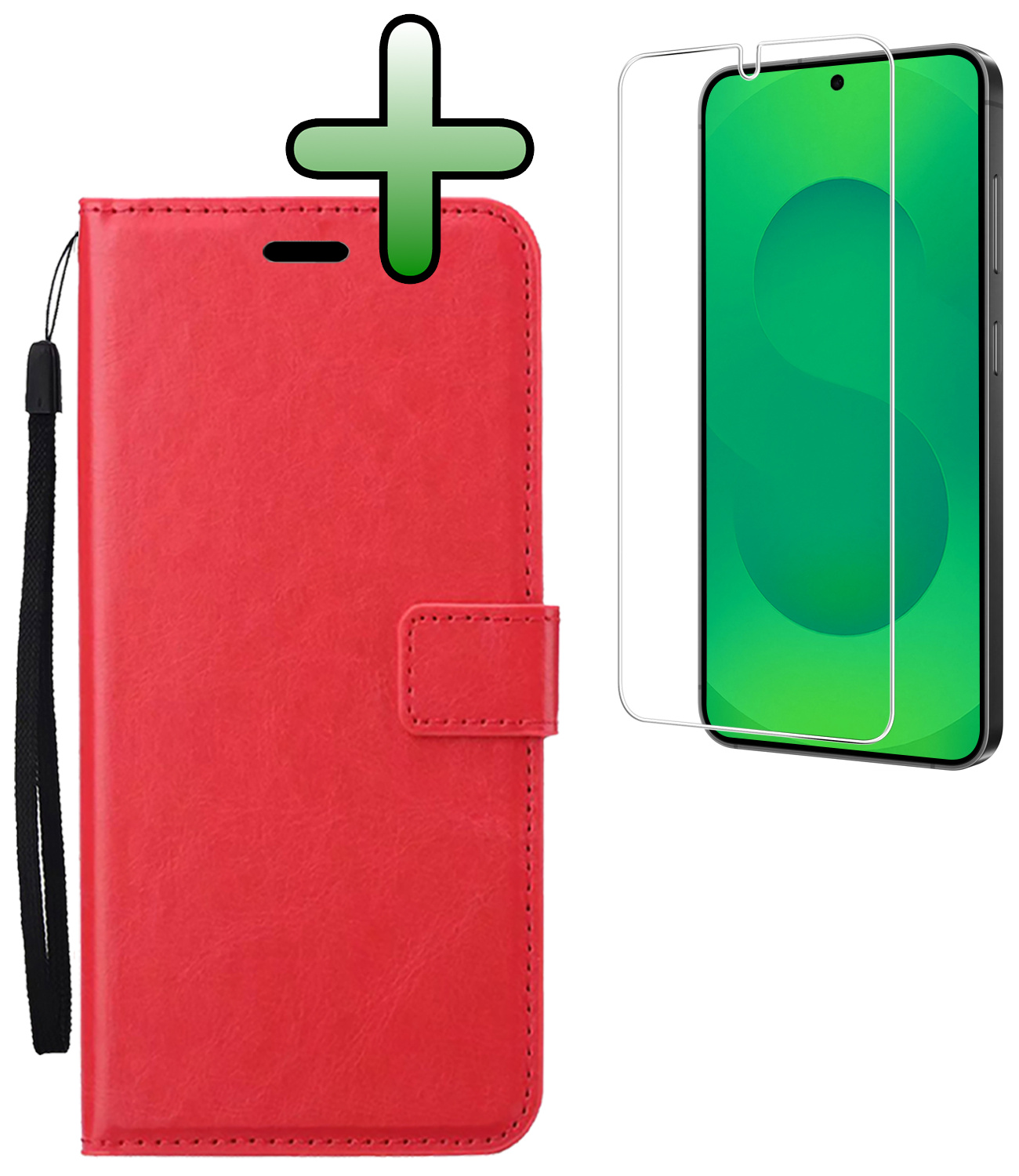 BASEY. BASEY. Samsung Galaxy S25 Hoesje Bookcase Met Screenprotector - Rood