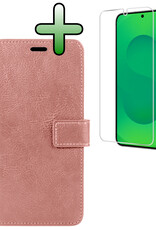 BASEY. BASEY. Samsung Galaxy S25 Hoesje Bookcase Met Screenprotector - Rose Goud
