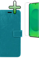 BASEY. BASEY. Samsung Galaxy S25 Hoesje Bookcase Met Screenprotector - Turquoise