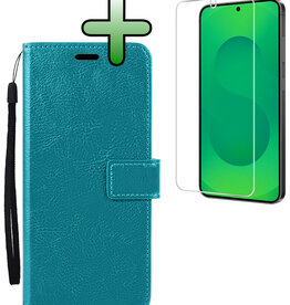 BASEY. BASEY. Samsung Galaxy S25 Hoesje Bookcase Met Screenprotector - Turquoise