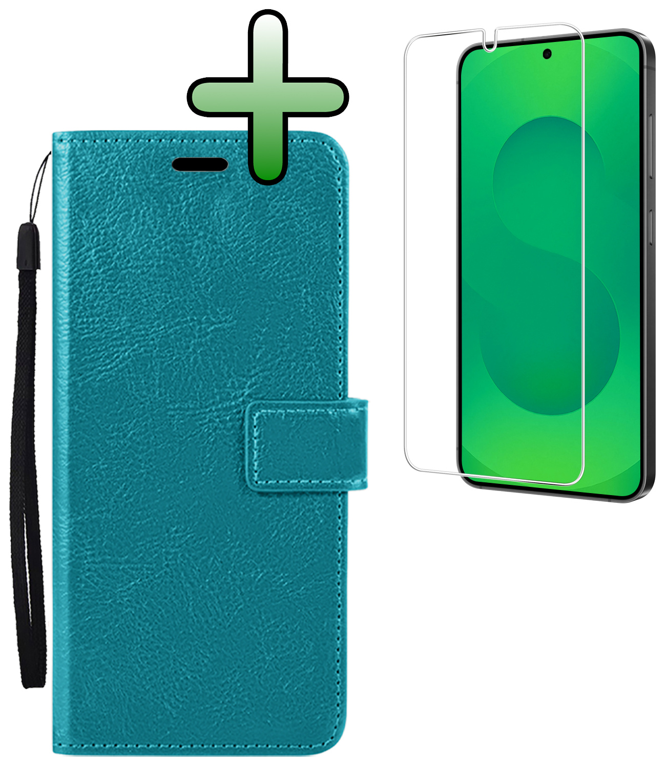 BASEY. BASEY. Samsung Galaxy S25 Hoesje Bookcase Met Screenprotector - Turquoise