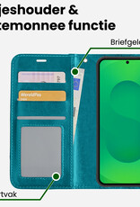 BASEY. BASEY. Samsung Galaxy S25 Hoesje Bookcase Met Screenprotector - Turquoise