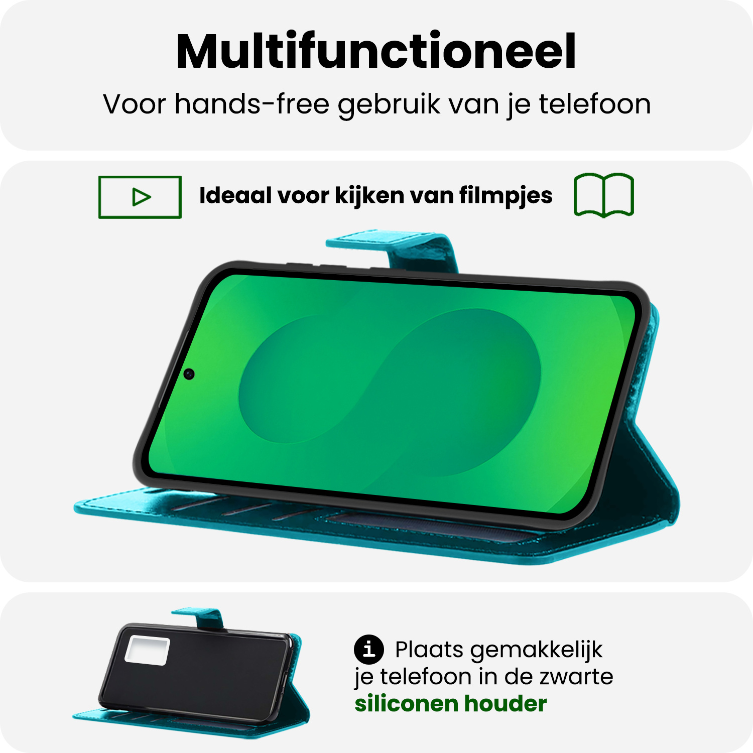 BASEY. BASEY. Samsung Galaxy S25 Hoesje Bookcase Met Screenprotector - Turquoise