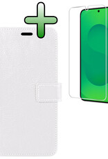 BASEY. BASEY. Samsung Galaxy S25 Hoesje Bookcase Met Screenprotector - Wit