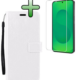 BASEY. BASEY. Samsung Galaxy S25 Hoesje Bookcase Met Screenprotector - Wit