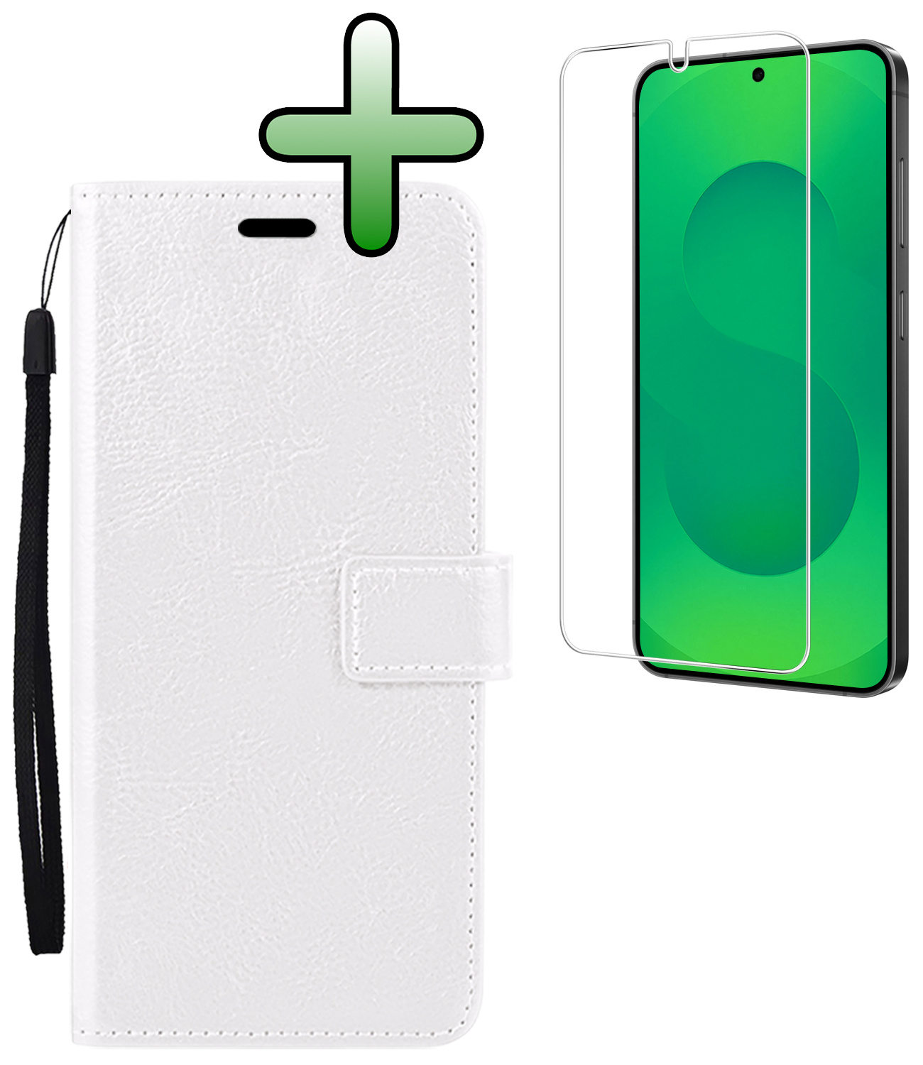 BASEY. BASEY. Samsung Galaxy S25 Hoesje Bookcase Met Screenprotector - Wit
