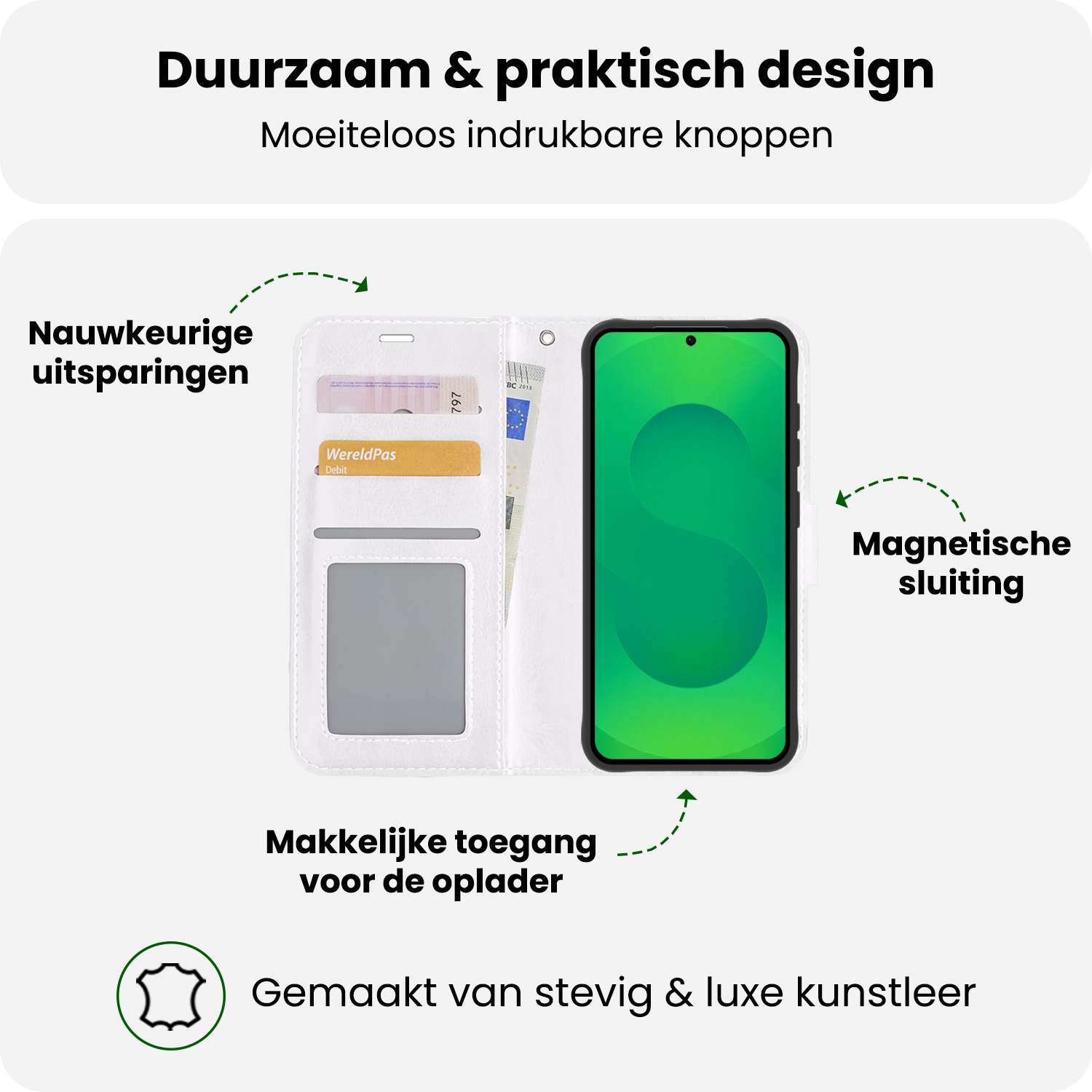 BASEY. BASEY. Samsung Galaxy S25 Hoesje Bookcase Met Screenprotector - Wit