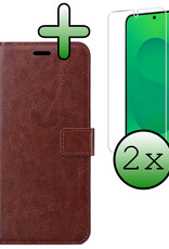 BASEY. BASEY. Samsung Galaxy S25 Hoesje Bookcase Met 2x Screenprotector - Bruin