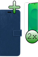BASEY. BASEY. Samsung Galaxy S25 Hoesje Bookcase Met 2x Screenprotector - Donkerblauw