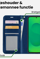 BASEY. BASEY. Samsung Galaxy S25 Hoesje Bookcase Met 2x Screenprotector - Donkerblauw