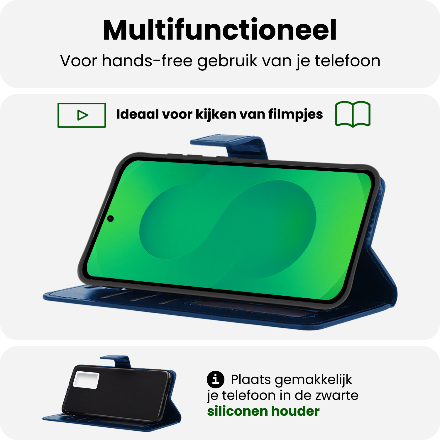 BASEY. BASEY. Samsung Galaxy S25 Hoesje Bookcase Met 2x Screenprotector - Donkerblauw