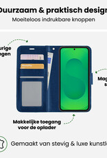 BASEY. BASEY. Samsung Galaxy S25 Hoesje Bookcase Met 2x Screenprotector - Donkerblauw