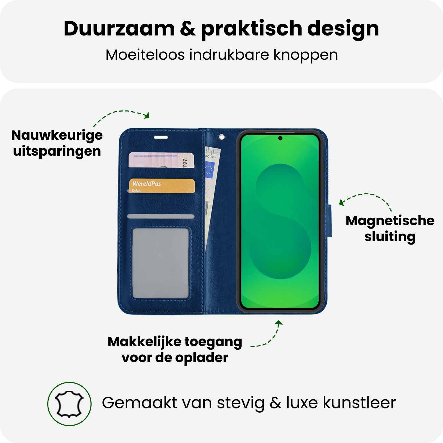 BASEY. BASEY. Samsung Galaxy S25 Hoesje Bookcase Met 2x Screenprotector - Donkerblauw
