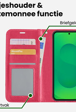 BASEY. BASEY. Samsung Galaxy S25 Hoesje Bookcase Met 2x Screenprotector - Donkerroze