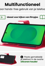 BASEY. BASEY. Samsung Galaxy S25 Hoesje Bookcase Met 2x Screenprotector - Donkerroze
