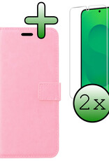 BASEY. BASEY. Samsung Galaxy S25 Hoesje Bookcase Met 2x Screenprotector - Lichtroze