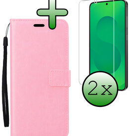 BASEY. BASEY. Samsung Galaxy S25 Hoesje Bookcase Met 2x Screenprotector - Lichtroze