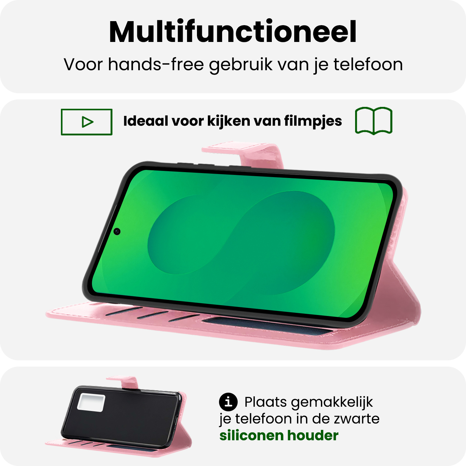 BASEY. BASEY. Samsung Galaxy S25 Hoesje Bookcase Met 2x Screenprotector - Lichtroze