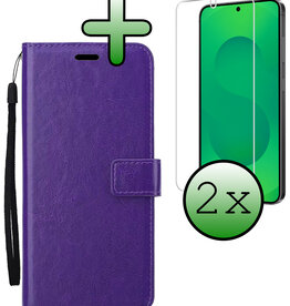 BASEY. BASEY. Samsung Galaxy S25 Hoesje Bookcase Met 2x Screenprotector - Paars