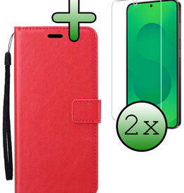 BASEY. BASEY. Samsung Galaxy S25 Hoesje Bookcase Met 2x Screenprotector - Rood
