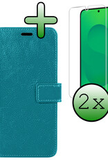 BASEY. BASEY. Samsung Galaxy S25 Hoesje Bookcase Met 2x Screenprotector - Turquoise