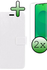 BASEY. BASEY. Samsung Galaxy S25 Hoesje Bookcase Met 2x Screenprotector - Wit