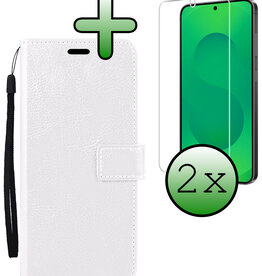 BASEY. BASEY. Samsung Galaxy S25 Hoesje Bookcase Met 2x Screenprotector - Wit