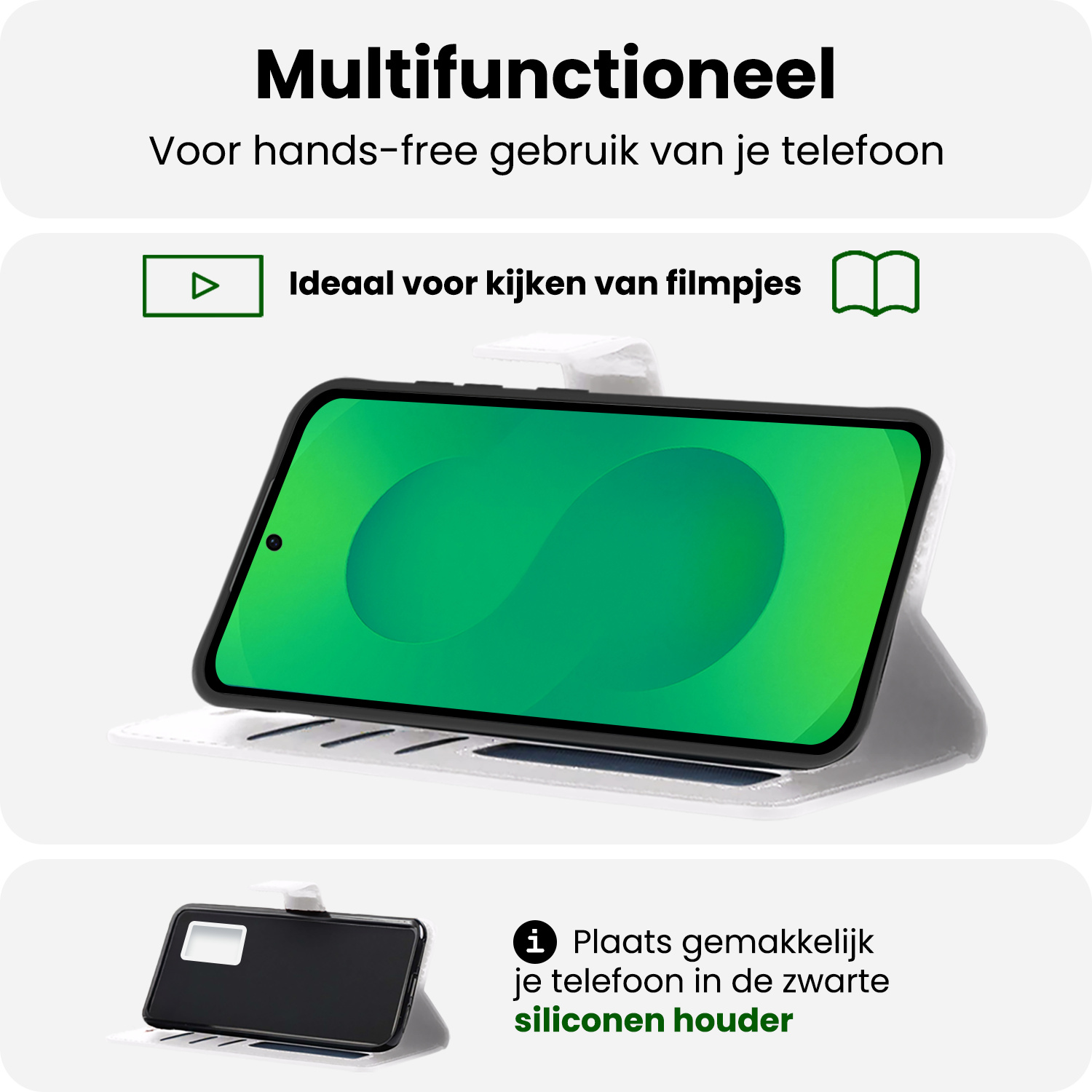 BASEY. BASEY. Samsung Galaxy S25 Hoesje Bookcase Met 2x Screenprotector - Wit