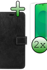 BASEY. BASEY. Samsung Galaxy S25 Hoesje Bookcase Met 2x Screenprotector - Zwart