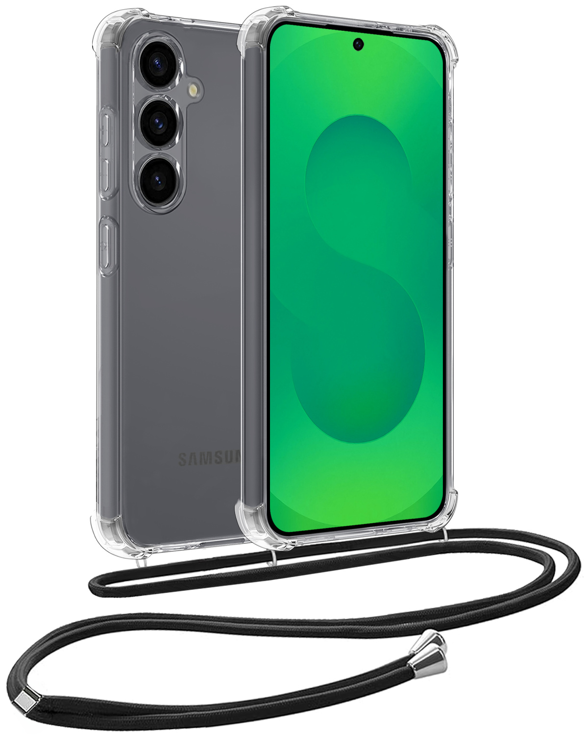 BASEY. BASEY. Samsung Galaxy S25 Plus Hoesje Transparant Shockproof Met Zwart Koord