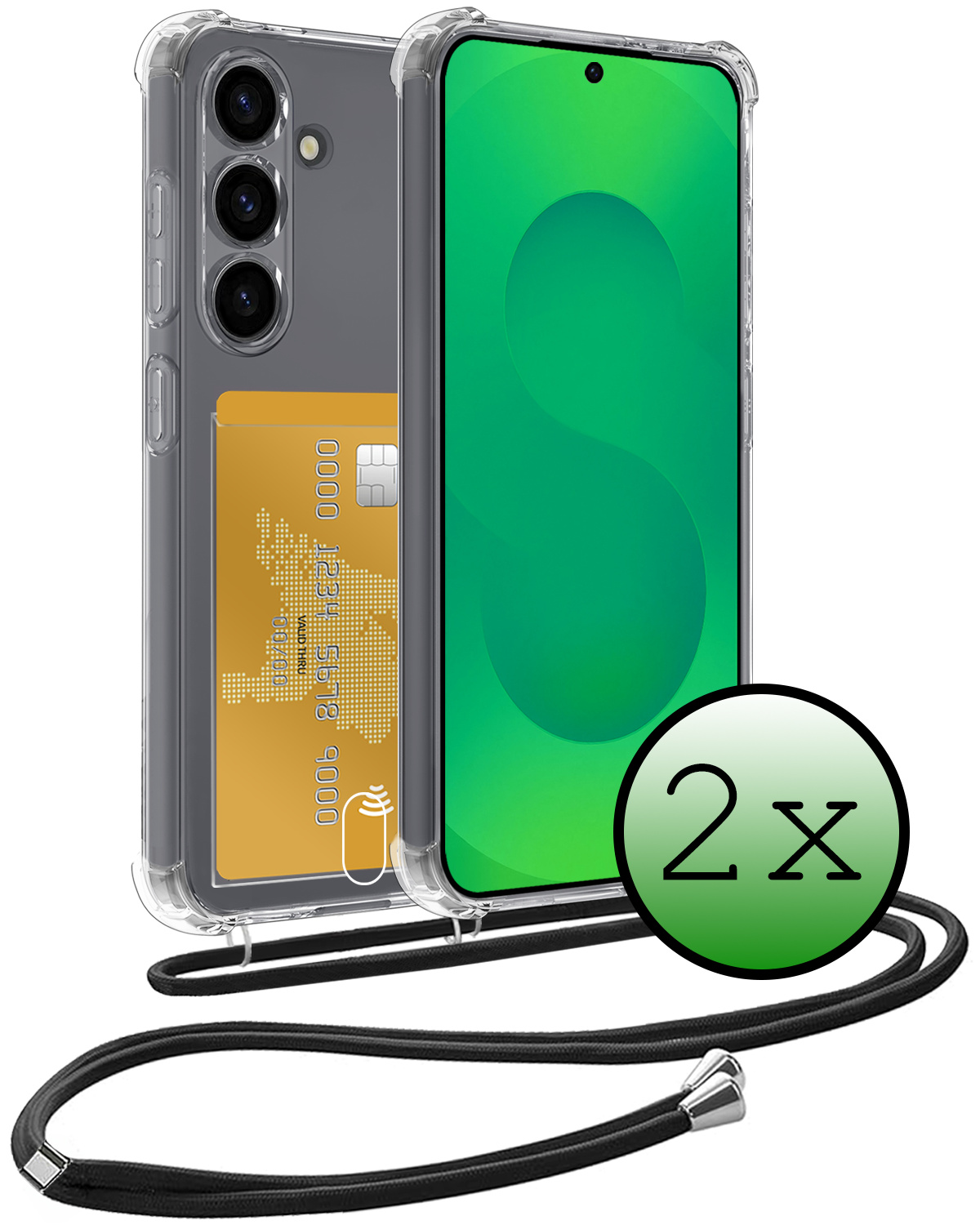 BASEY. BASEY. Samsung Galaxy S25 Plus Hoesje Pashouder met Koord - 2 PACK