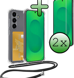 BASEY. BASEY. Samsung Galaxy S25 Plus Hoesje Pashouder met Koord Met 2x Screenprotector