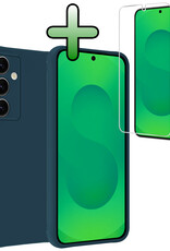 BASEY. BASEY. Samsung Galaxy S25 Plus Hoesje Siliconen Met Screenprotector - Donkerblauw