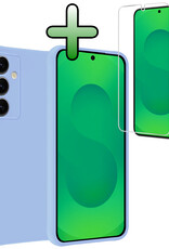 BASEY. BASEY. Samsung Galaxy S25 Plus Hoesje Siliconen Met Screenprotector - Lichtblauw