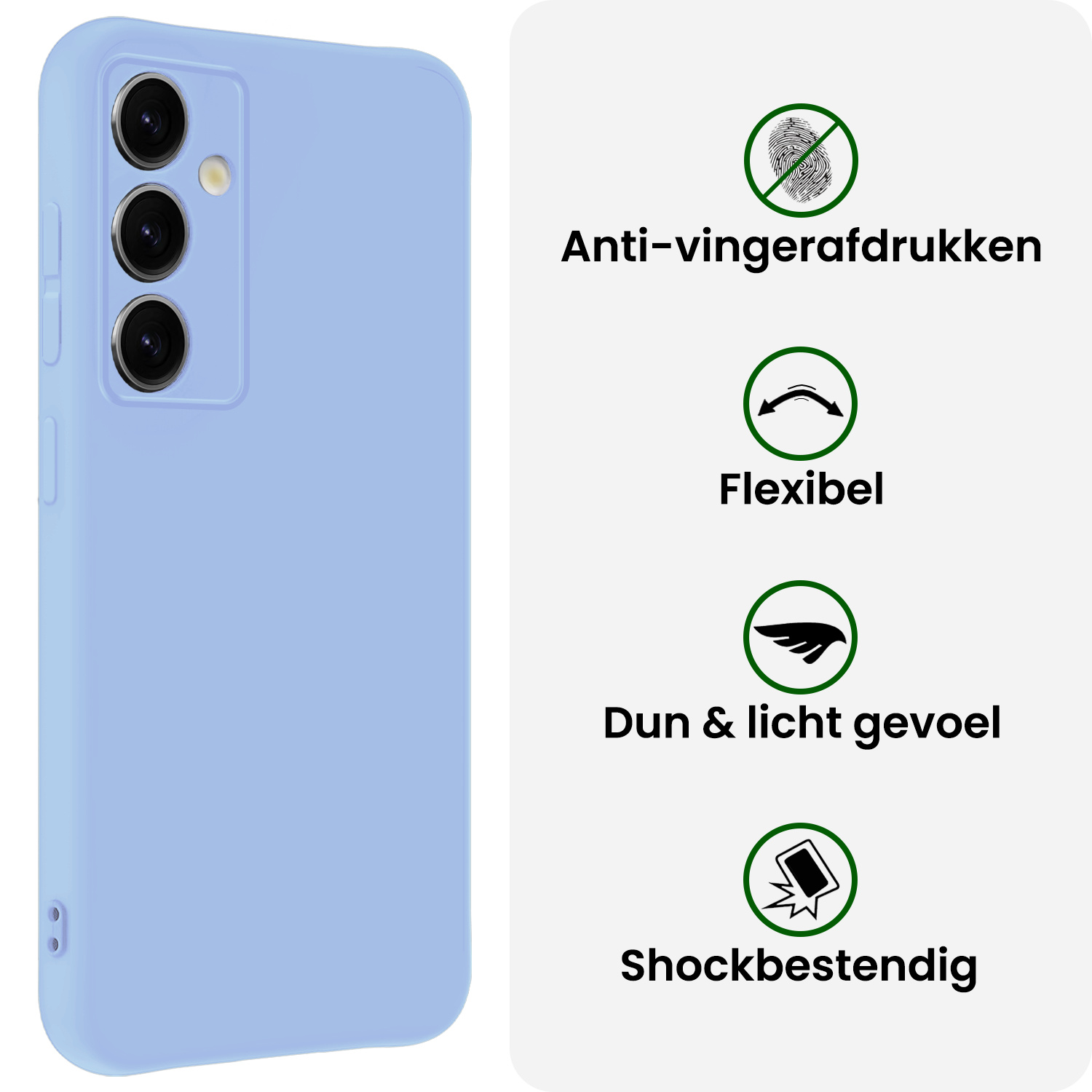 BASEY. BASEY. Samsung Galaxy S25 Plus Hoesje Siliconen Met Screenprotector - Lichtblauw