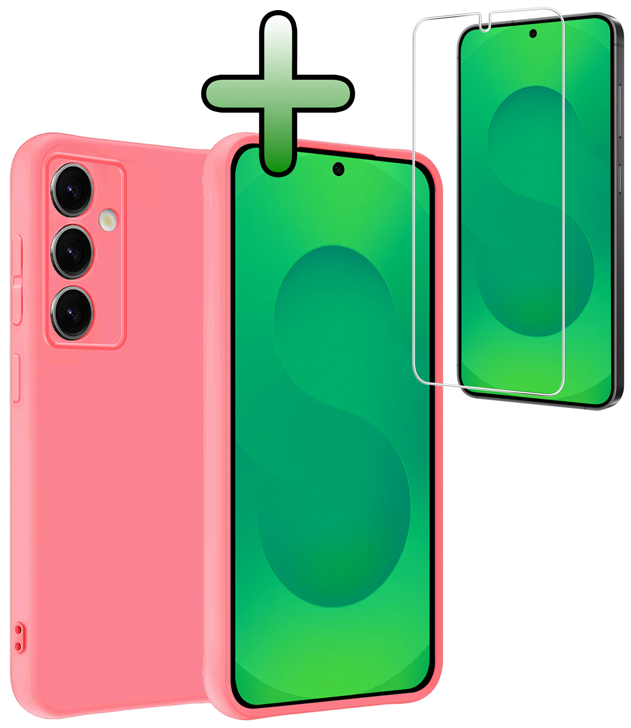 BASEY. BASEY. Samsung Galaxy S25 Plus Hoesje Siliconen Met Screenprotector - Lichtroze