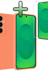 BASEY. BASEY. Samsung Galaxy S25 Plus Hoesje Siliconen Met Screenprotector - Perzik