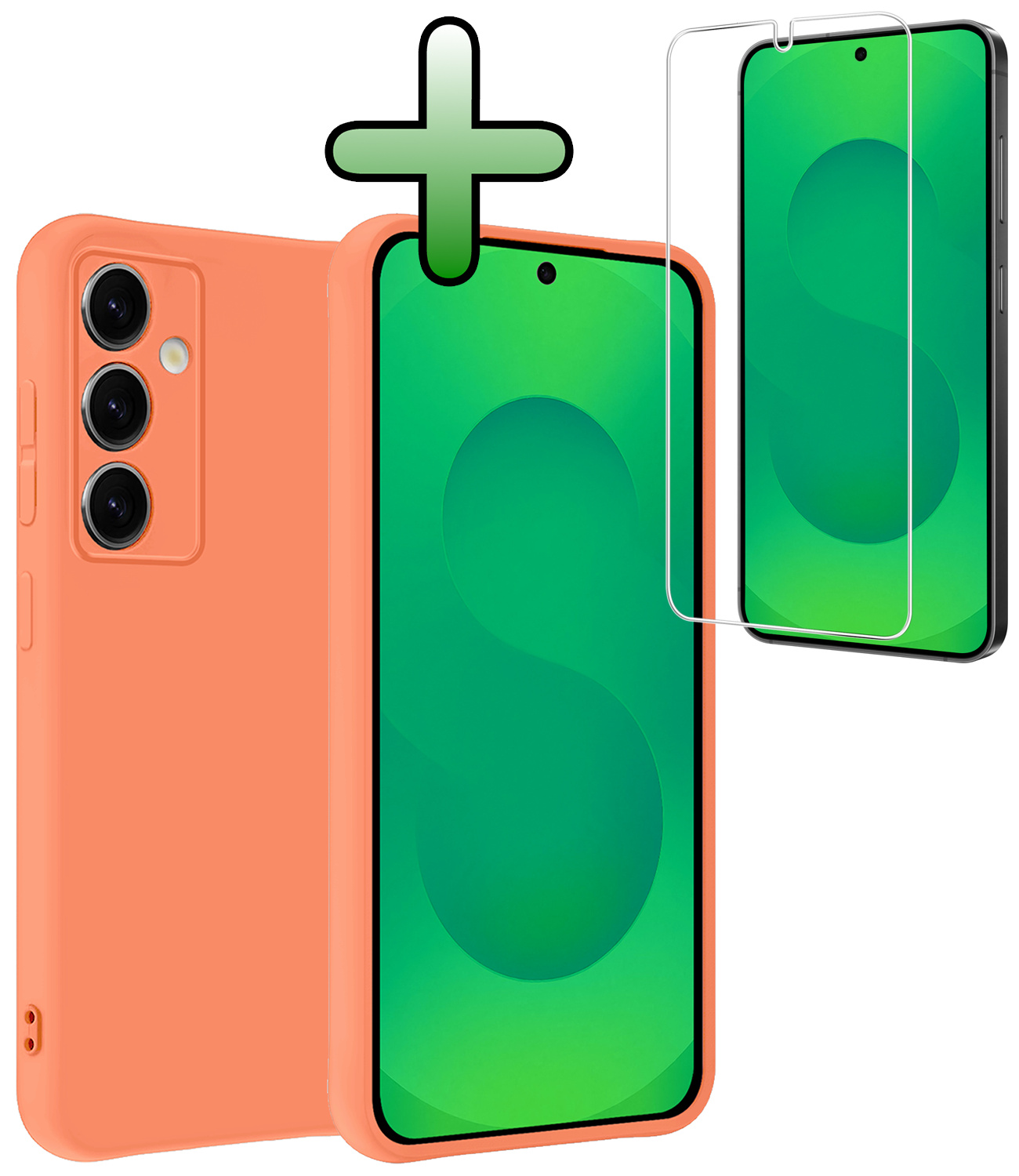 BASEY. BASEY. Samsung Galaxy S25 Plus Hoesje Siliconen Met Screenprotector - Perzik