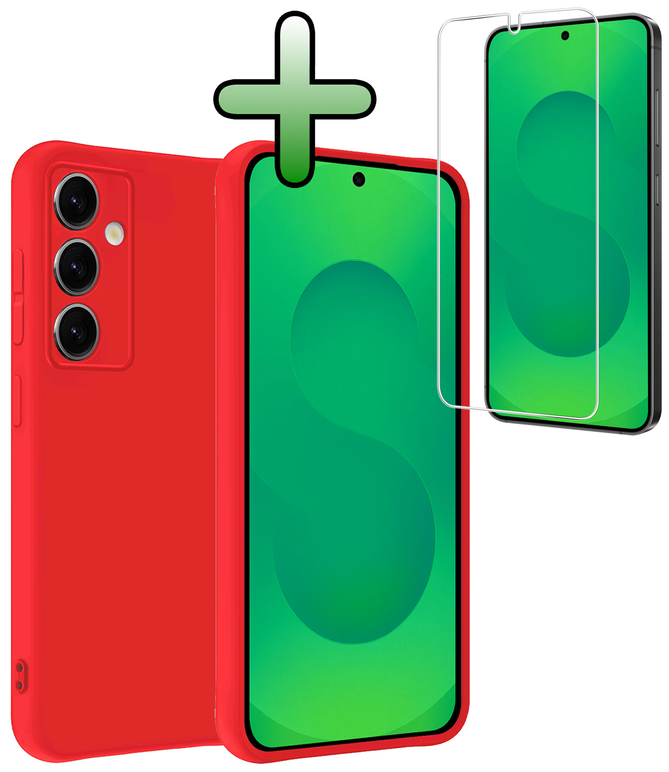 BASEY. BASEY. Samsung Galaxy S25 Plus Hoesje Siliconen Met Screenprotector - Rood