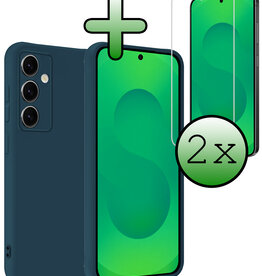 BASEY. BASEY. Samsung Galaxy S25 Plus Hoesje Siliconen Met 2x Screenprotector - Donkerblauw