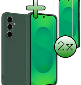 BASEY. BASEY. Samsung Galaxy S25 Plus Hoesje Siliconen Met 2x Screenprotector - Donkergroen