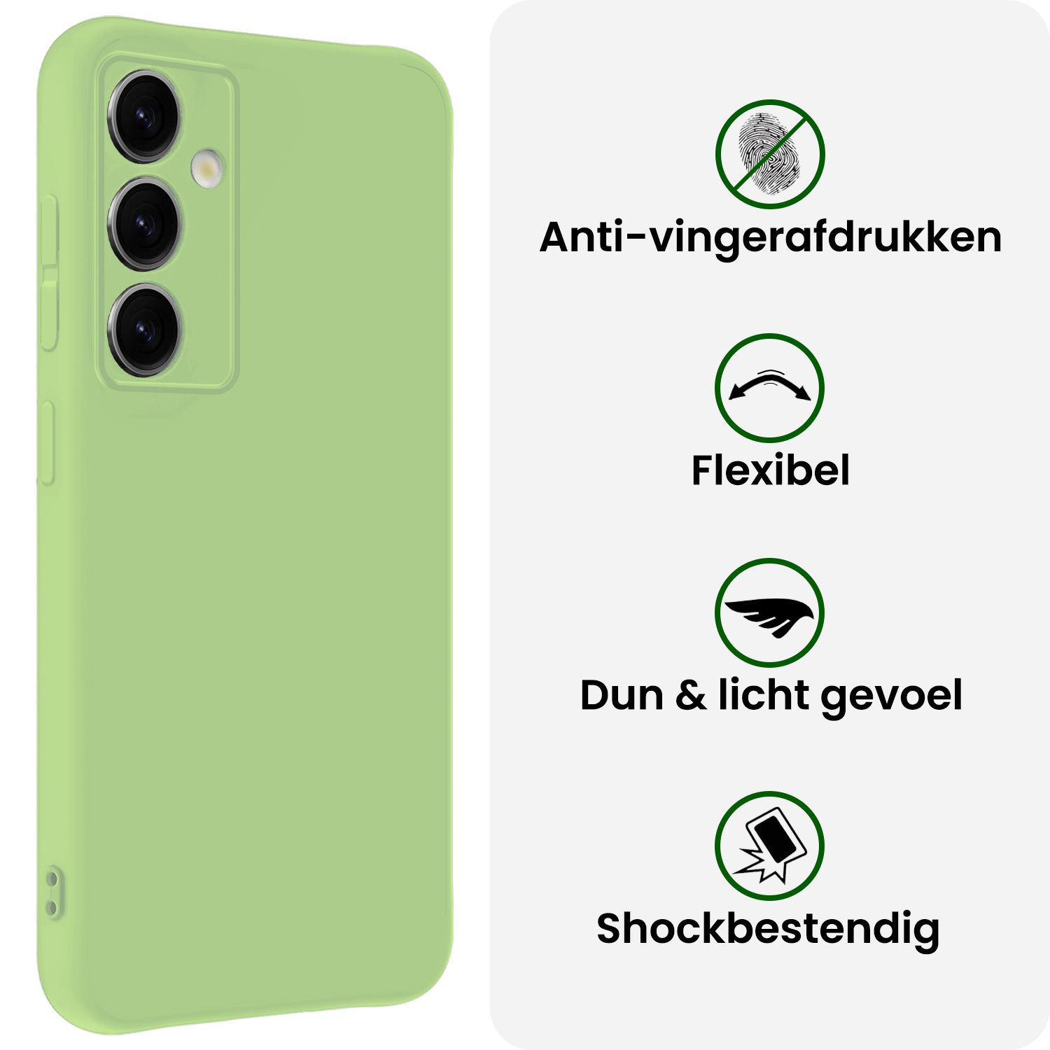 BASEY. BASEY. Samsung Galaxy S25 Plus Hoesje Siliconen Met 2x Screenprotector - Groen