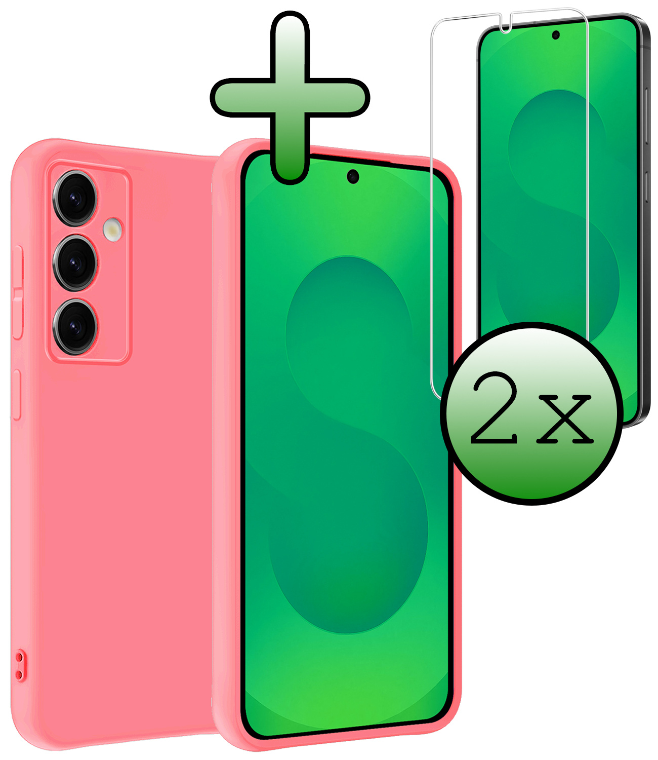 BASEY. BASEY. Samsung Galaxy S25 Plus Hoesje Siliconen Met 2x Screenprotector - Lichtroze