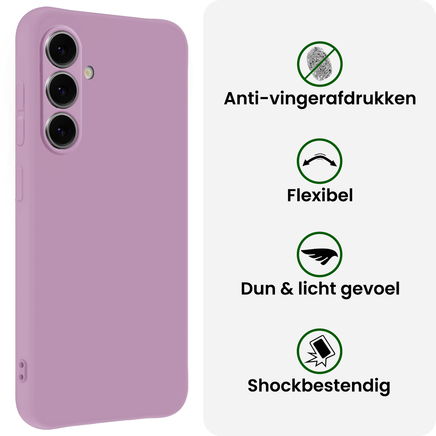 BASEY. BASEY. Samsung Galaxy S25 Plus Hoesje Siliconen Met 2x Screenprotector - Lila