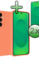 BASEY. BASEY. Samsung Galaxy S25 Plus Hoesje Siliconen Met 2x Screenprotector - Perzik